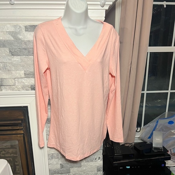Orandesigne Women’s Pink V-Neck Long Sleeve Top – Size S – NWT - Picture 2 of 6